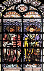 Saint Ignatius and Saint Polycarp, stained glass window in the Saint Augustine church in Paris, France 