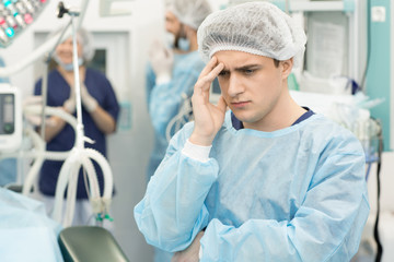 Disappointed professional doctor after unsuccessful surgery