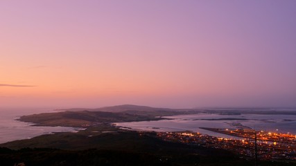 Bluff, New Zealand at sunset