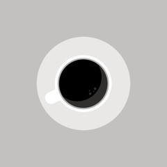 Coffee cup icon in modern flat style. Top view of  cup of coffee with saucer. Vector illustration