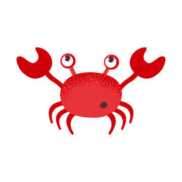 Cute cartoon red crab drawing. Crab character vector illustration. Emoji. Face With Rolling Eyes
