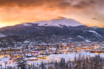 Breckenridge, Colorado, USA Town Skyline in Winter