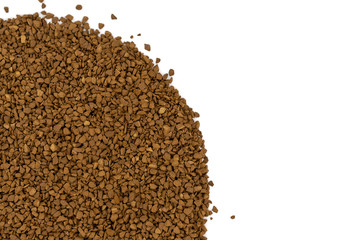 Brown granulated coffee on a white background