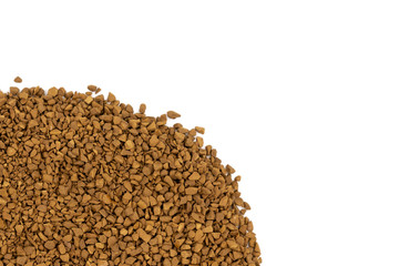 Brown granulated coffee on a white background