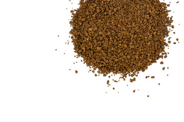 Brown granulated coffee on a white background