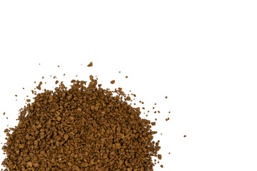 Brown granulated coffee on a white background