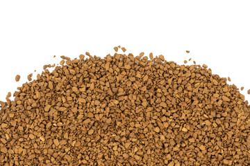 Brown granulated coffee on a white background