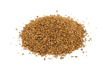 Brown granulated coffee on a white background