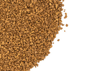 Brown granulated coffee on a white background