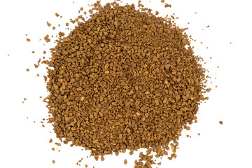 Brown granulated coffee on a white background