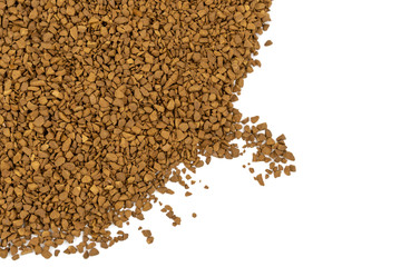 Brown granulated coffee on a white background