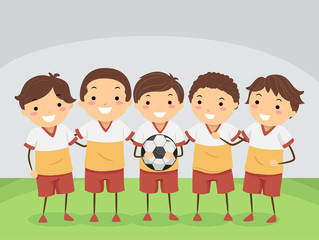 Stickman Kids Indoor Football Team Illustration