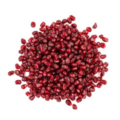 Peeled red pomegranate on white background