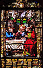 Supper at Emmaus, stained glass windows in the Saint Gervais and Saint Protais Church, Paris,...