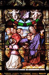 Appearance to Thomas, stained glass windows in the Saint Gervais and Saint Protais Church, Paris,...