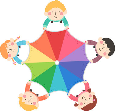 recommend clip art: Kids Rainbow Umbrella Parachute Jumpsack Ballute
