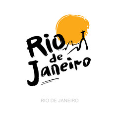 Rio de Janeiro hand drawn lettering calligraphy. Modern brush ink. Brazil hand drawn vector illustration. Isolated on white background.