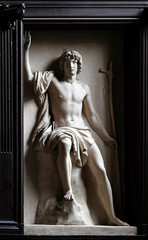 Fototapeta na wymiar Saint John the Baptist statue in the Saint Gervais and Saint Protais Church, Paris, France 