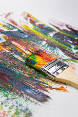 Obraz premium brush and canvas in oil paints