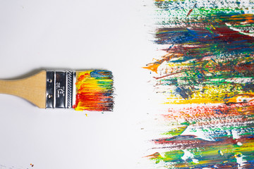 brush and canvas in oil paints