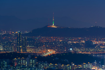Obraz premium Seoul Cityscape at Night,South Korea.