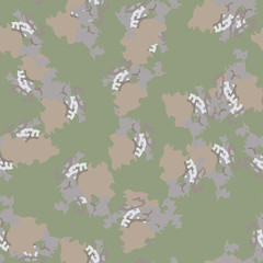 Field camouflage of various shades of green, brown and white colors