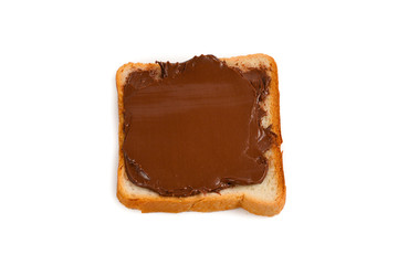 Сhocolate paste sandwich isolated on white background.