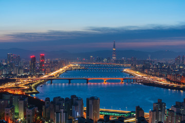 Obraz premium Seoul Cityscape at Night,South Korea.