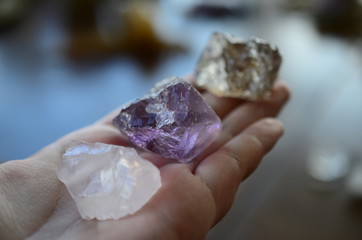 Raw Ametrine, Smokey Quartz, Rose Quartz. Positivity Crystals, Raw Assortment of Healing Crystals,...