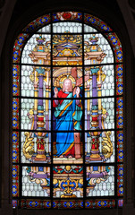 The Sacred Heart of Jesus, stained glass windows in the Saint Roch Church, Paris, France