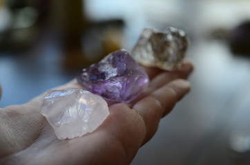 Raw Ametrine, Smokey Quartz, Rose Quartz. Positivity Crystals, Raw Assortment of Healing Crystals,...