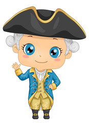 Kid Boy George Washington Costume Illustration