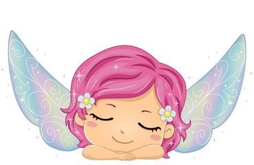 Kid Girl Fairy Sleeping Illustration