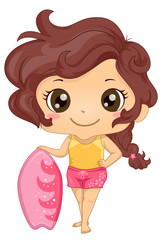 Kid Girl Skimboard Illustration