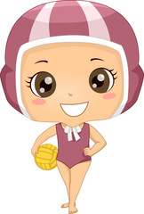 Kid Girl Water Polo Illustration