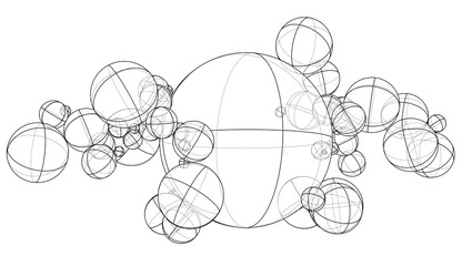 Abstract outline spheres concept. Vector