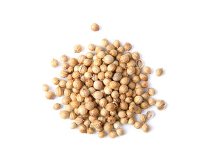 Coriander seeds  on white background