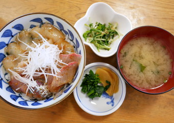 イカとイワシの二色丼