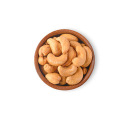Roasted cashew nut on white background