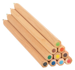 assorted color pencils, isolated on white background