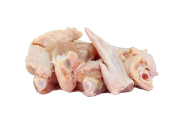 Raw chicken wings isolated on white background