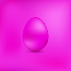 Pink chicken egg on a pink metallic background. Element for design. Happy Easter.Pink metal egg.Vector illustration.
