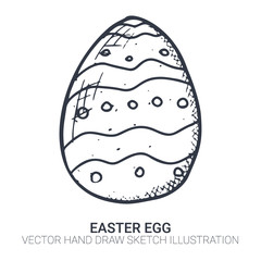 Easter egg in doodle style. Hand drawn illustration. Banner background.