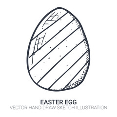 Easter egg in doodle style. Hand drawn illustration. Banner background.