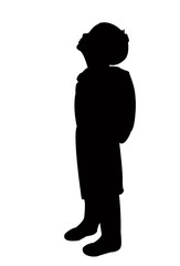 a student girl with bag, silhouette vector