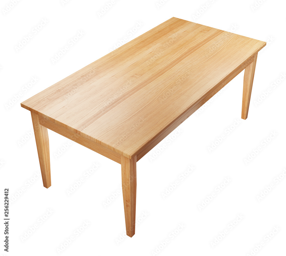 Poster big, wooden table isolated on white background with clipping path included, 3D render