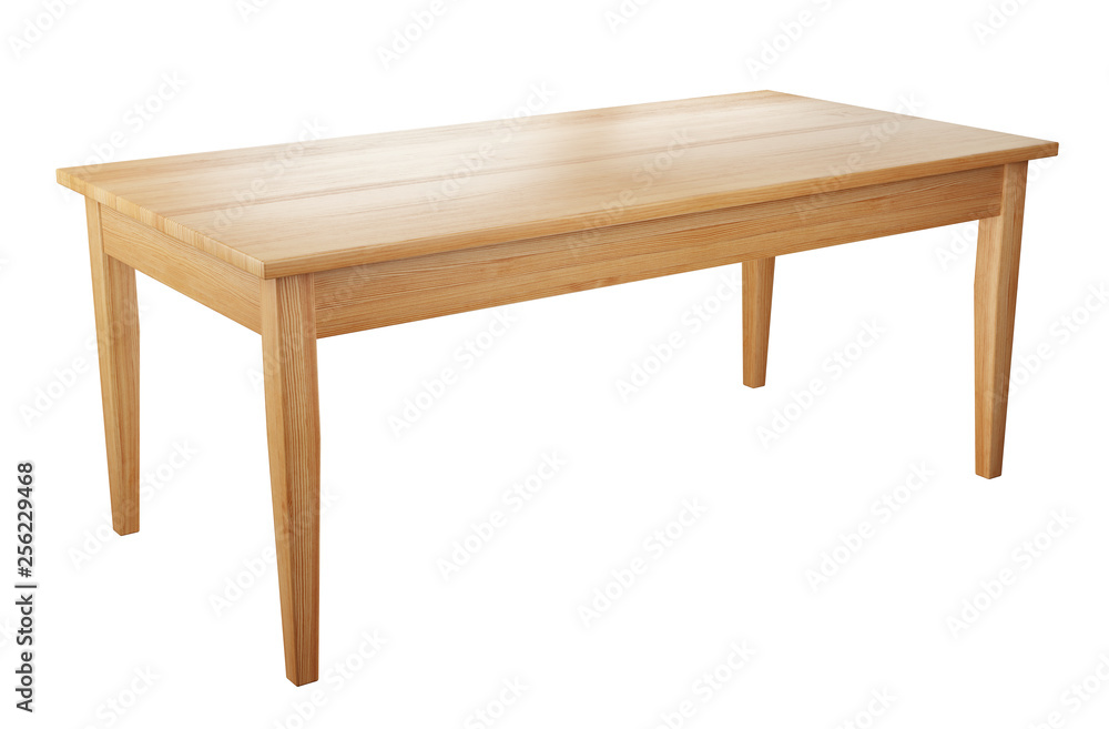 Poster big, wooden table isolated on white background with clipping path included, 3D render