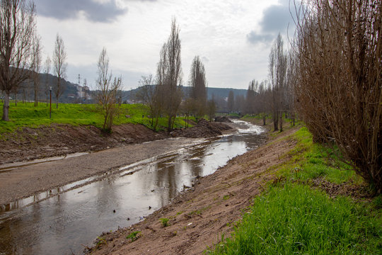 Odivelas river with cloudy sky