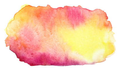 Fototapeta premium Abstract pink yellow watercolor brush stroke isolated on white background.