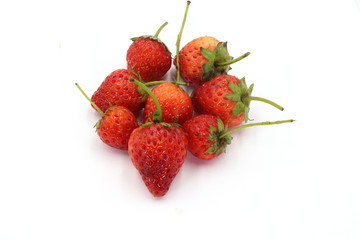 strawberries ,small strawberry with strawberry leaf on white background.
